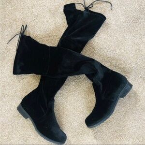 Lady Godiva black velvet over the knee boots